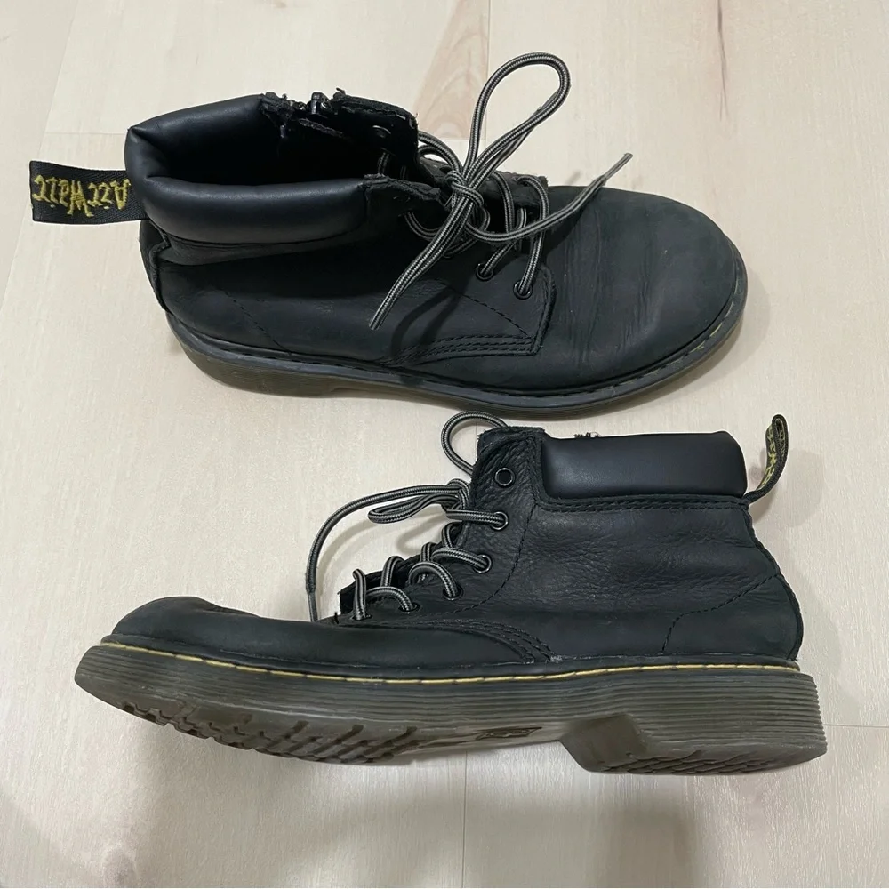 Dr. Martens Kids Boots Padley Black Size 3 Youth Zipper Lace Up Leather
